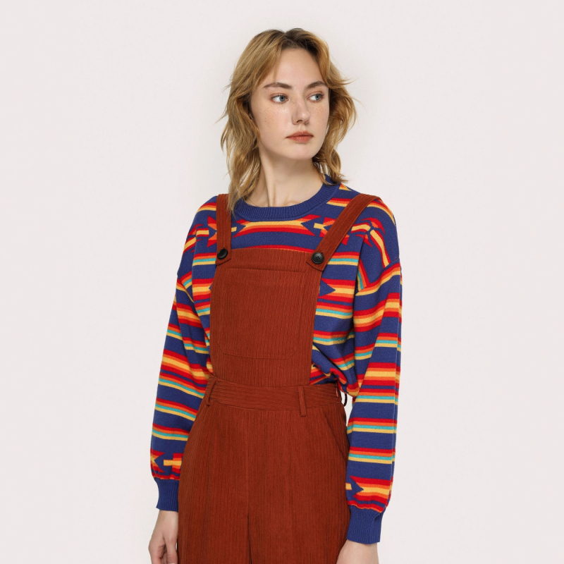 Corduroy Overalls για γυναίκες, χωρίς μανίκια, χαλαρή γραμμή, μακρύ μήκος (πολυεστέρας 91–100%, μήκος 80–100 cm)