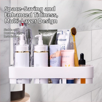 Fali polc fürdőszobába, fúrás nélkül, PP anyag, 1 polc, tárolás fürdőszobában és a konyhában