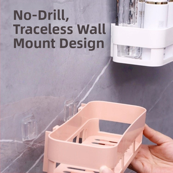 Fali polc fürdőszobába, fúrás nélkül, PP anyag, 1 polc, tárolás fürdőszobában és a konyhában