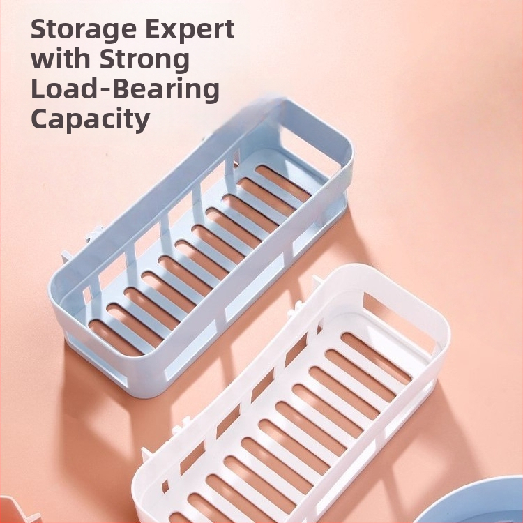 Fali polc fürdőszobába, fúrás nélkül, PP anyag, 1 polc, tárolás fürdőszobában és a konyhában