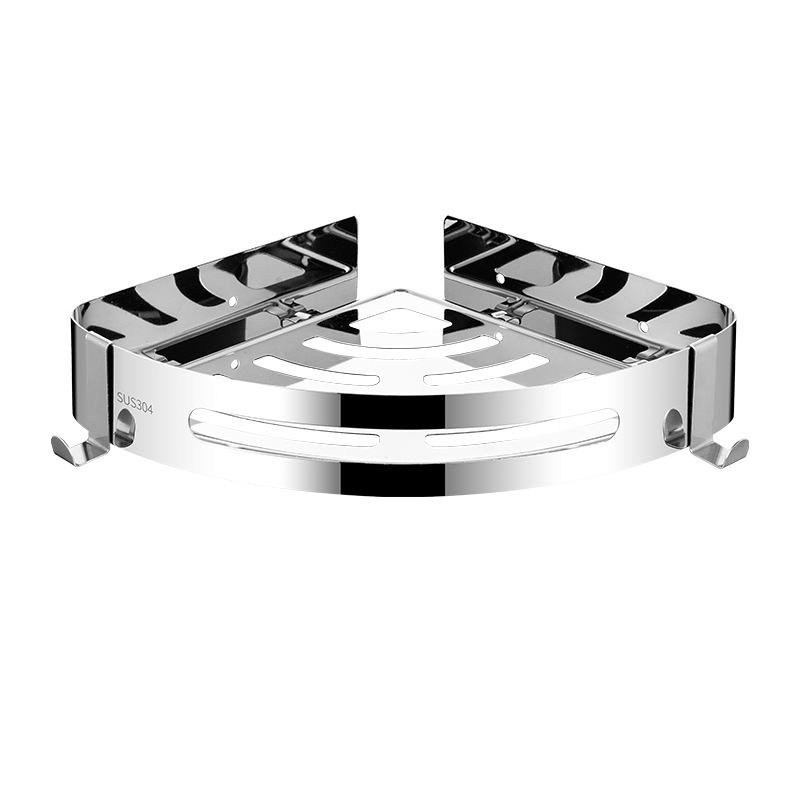 Fali sarokpolc 304 rozsdamentes acélból, polírozott felülettel, lyukasztás nélkül, több rétegű, teherbírás 20 kg