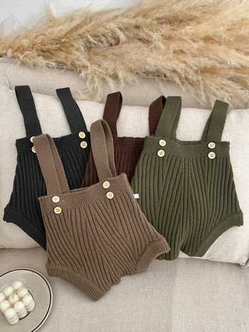 Kötött babaruha ujjatlan overál pántokkal, koreai stílus, 50% viszkóz, Zhejiang, 1–3 éves korosztálynak