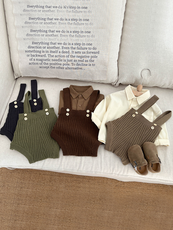 Kötött babaruha ujjatlan overál pántokkal, koreai stílus, 50% viszkóz, Zhejiang, 1–3 éves korosztálynak