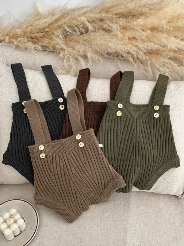 Kötött babaruha ujjatlan overál pántokkal, koreai stílus, 50% viszkóz, Zhejiang, 1–3 éves korosztálynak