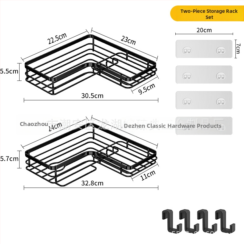 Raft triunghiular din oțel inoxidabil pentru baie – montaj pe perete, 1 nivel, pliabil și mobil, fără găuri, design creativ, Zhen dian
