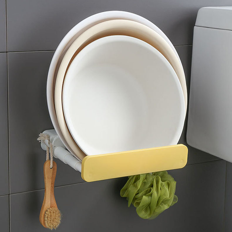 Fali mosdó tároló – szívó rögzítés, fúrás nélkül, műanyag, 1 szint, fürdőszoba