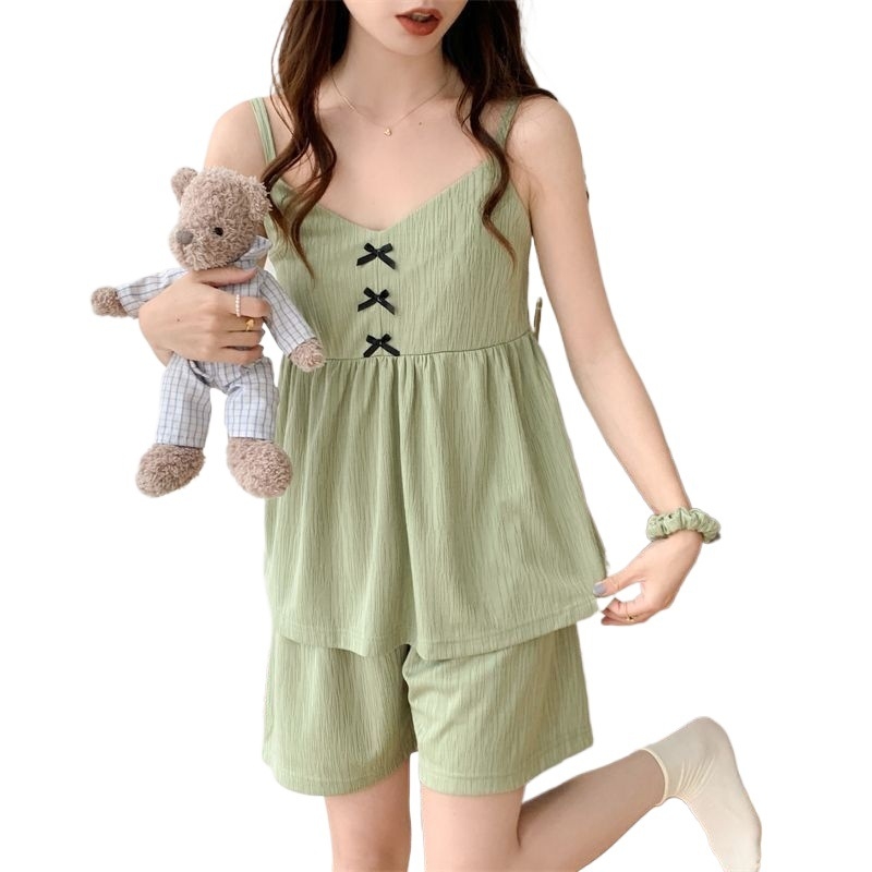 Δύο τεμάχια σετ πιτζάμες χωρίς μανίκια με ρυθμιζόμενες τιράντες, στρογγυλή λαιμόκοψη, ελαφρύ βαμβάκι για καλοκαίρι, διαπνέον και απορροφά τον ιδρώτα