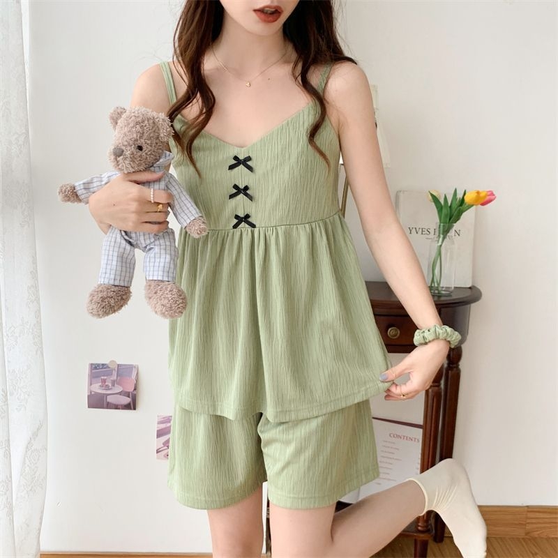 Δύο τεμάχια σετ πιτζάμες χωρίς μανίκια με ρυθμιζόμενες τιράντες, στρογγυλή λαιμόκοψη, ελαφρύ βαμβάκι για καλοκαίρι, διαπνέον και απορροφά τον ιδρώτα