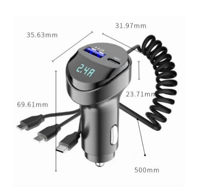 G45 Auto MP3 Bluetooth prijemnik/emitent s USB punjenjem, kabel 3-u-1, 12–24V ulaz, FM radio, LED zaslon