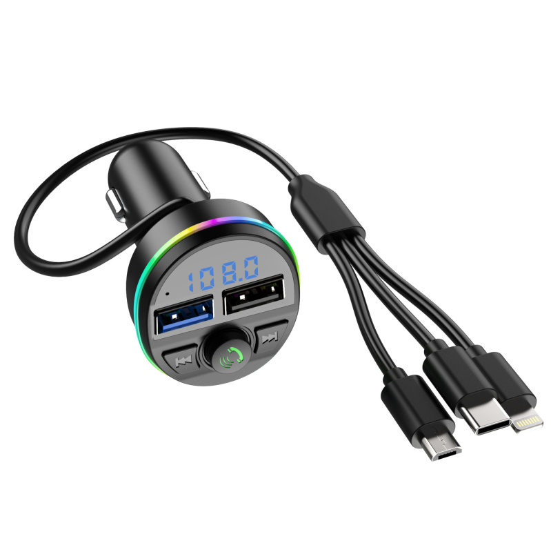G45 Auto MP3 Bluetooth prijemnik/emitent s USB punjenjem, kabel 3-u-1, 12–24V ulaz, FM radio, LED zaslon