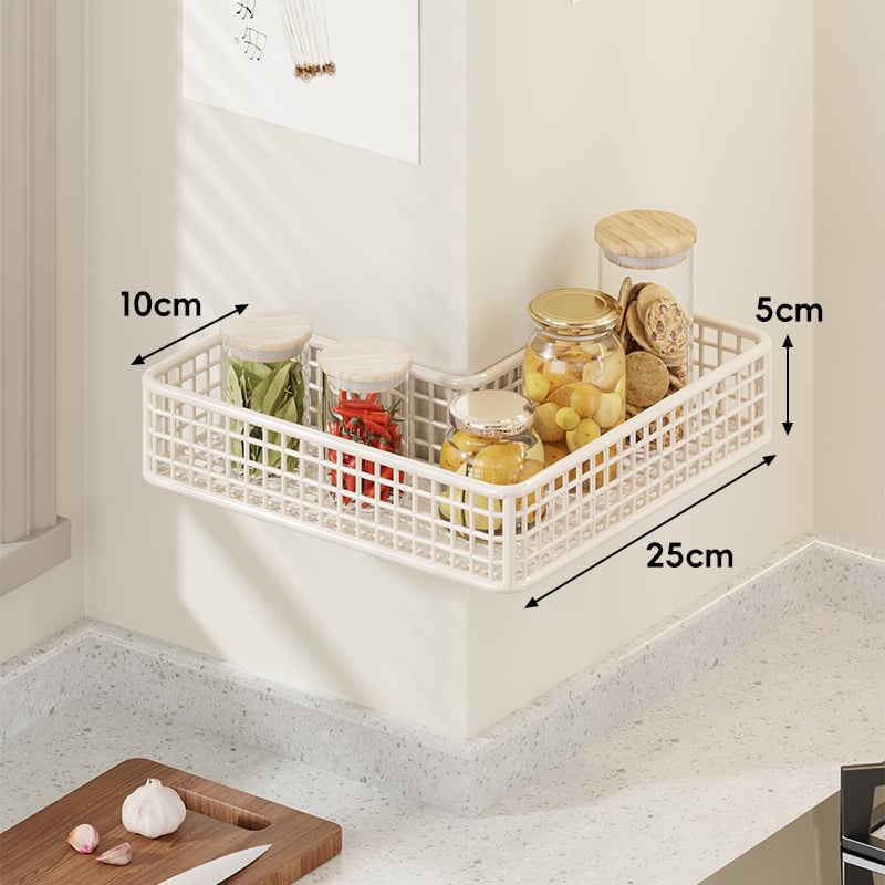 Ъглов стенен кухненски рафт, многофункционален метален органайзер за подправки, чесън и джинджифил