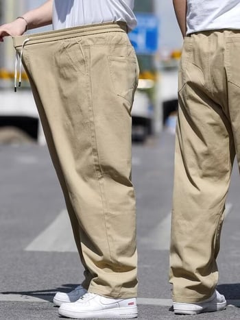 Muške casual hlače, labavi kroj, visoki struk, zatvarač, lagana smjesa pamuka i poliestera za ljeto