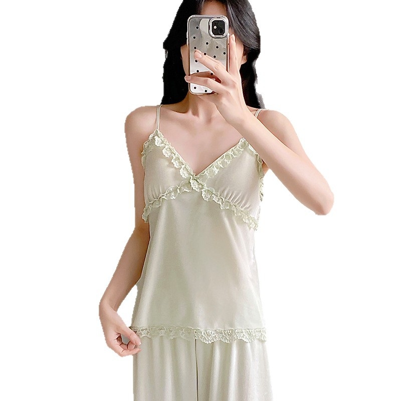 Sieviešu samta naktsveļa komplekts ar dimantu rakstu, augstas kvalitātes komplekts, V kakla izgriezums, garas piedurknes, mežģīnes tops ar krūšu pildījumu