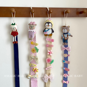 Gyerekeknek szóló hajkiegészítő szervező — falra szerelhető tároló, textil anyag, hajcsat tároló kötél, ősz 2025