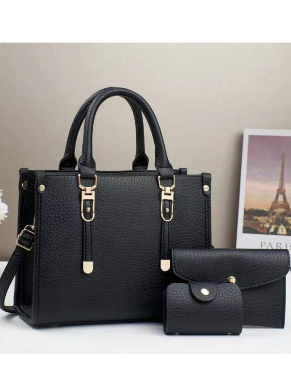 Táska vállra felvehető tote PU bőrből lychee textúrával, nagy kapacitás, cipzáros nyitás, belső zsebek: cipzáras zseb, telefonzseb, ID zseb