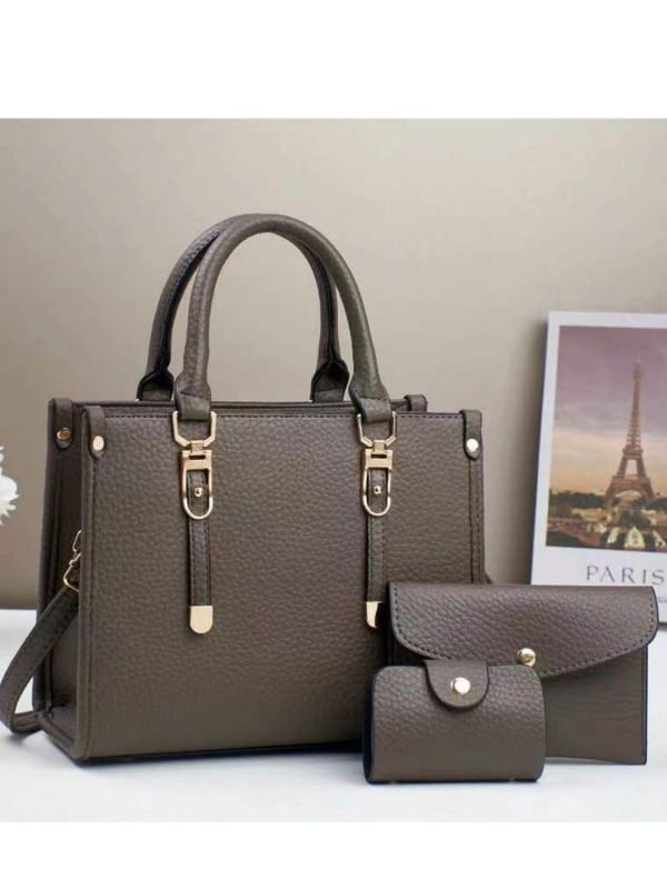 Táska vállra felvehető tote PU bőrből lychee textúrával, nagy kapacitás, cipzáros nyitás, belső zsebek: cipzáras zseb, telefonzseb, ID zseb