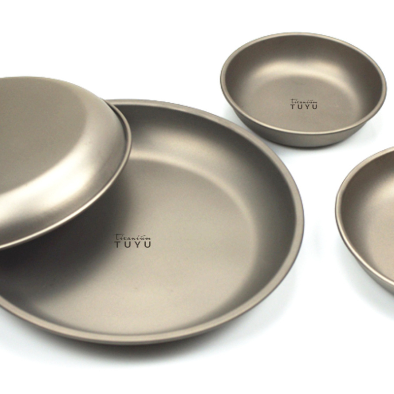 Титаниева чиния – чист титаний съд за хранене, кръгла, пясъкоструйна повърхност, подходяща за микровълнова, преносима за къмпинг