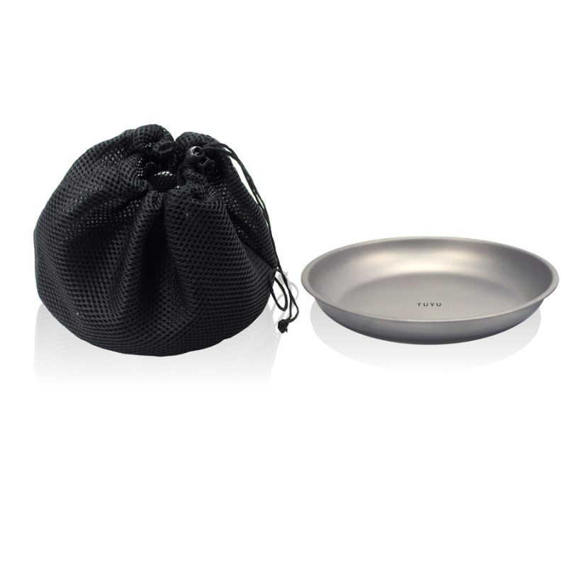 Титаниева чиния – чист титаний съд за хранене, кръгла, пясъкоструйна повърхност, подходяща за микровълнова, преносима за къмпинг