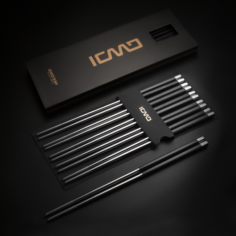 Клечки за хранене от неръждаема стомана 304, марка KMD/Guest Mando, машинно полирани, 10 двойки, стил Light Luxury Retro