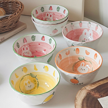 Bol ceramic cu formă neregulată, finisaj sub glazură, potrivit pentru microunde, stil proaspăt și drăguț