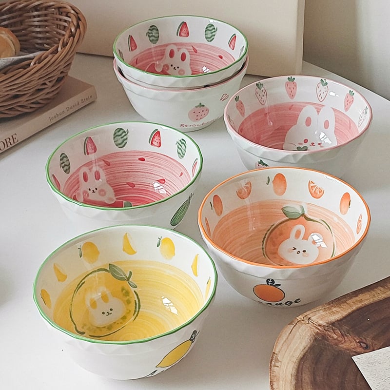 Bol ceramic cu formă neregulată, finisaj sub glazură, potrivit pentru microunde, stil proaspăt și drăguț