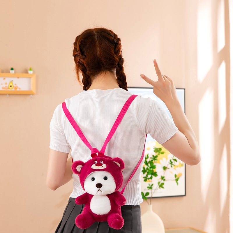 Rucsac din pluș cu ursuleț, unisex, respirabil, curele cu pernă de aer, capacitate sub 20L