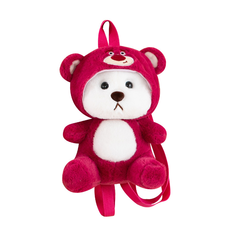 Rucsac din pluș cu ursuleț, unisex, respirabil, curele cu pernă de aer, capacitate sub 20L