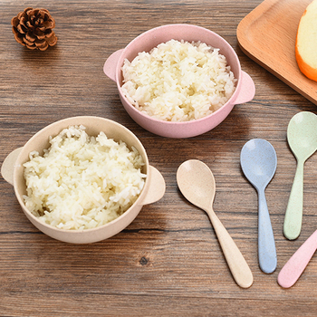 Bol din paie de grâu pentru copii - compatibil cu microundele, rotund, stil modern