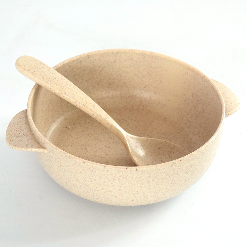 Bol din paie de grâu pentru copii - compatibil cu microundele, rotund, stil modern