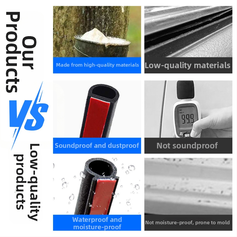 Haokai Universaalne kummist auto ukse tihendusteip D-tüüpi soonikuga, isekleepuv, veekindel, heliisolatsioon