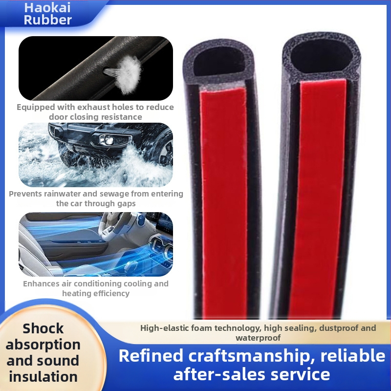 Haokai Universaalne kummist auto ukse tihendusteip D-tüüpi soonikuga, isekleepuv, veekindel, heliisolatsioon