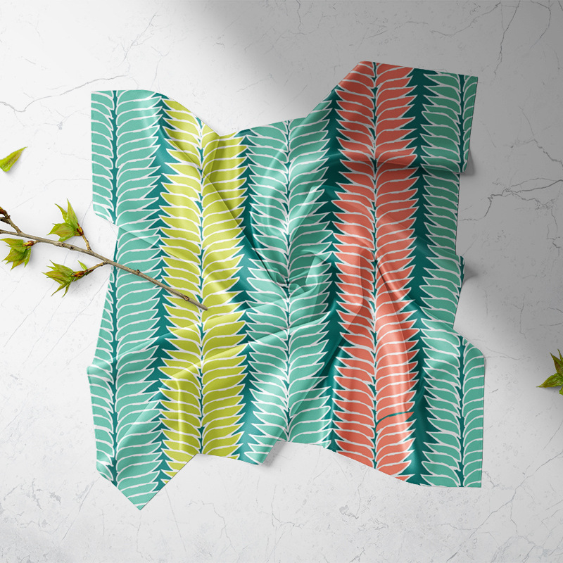 Személyre szabott logóval ellátott poliészter négyszögletes sál, nyomtatott mintával, warp-knitted anyag, nőknek