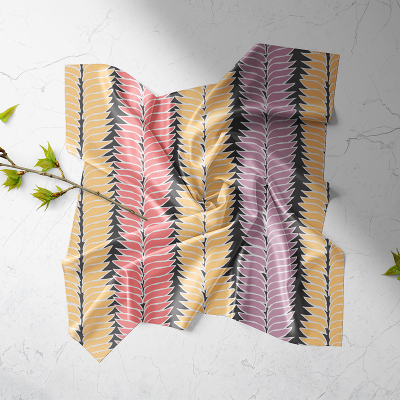 Személyre szabott logóval ellátott poliészter négyszögletes sál, nyomtatott mintával, warp-knitted anyag, nőknek