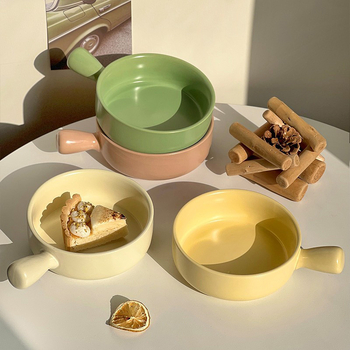 Vas ceramic cu mâner pentru supe și tăiței, formă rotundă, finisaj subglazurat, compatibil cu microunde, posibilitatea personalizării cu logo