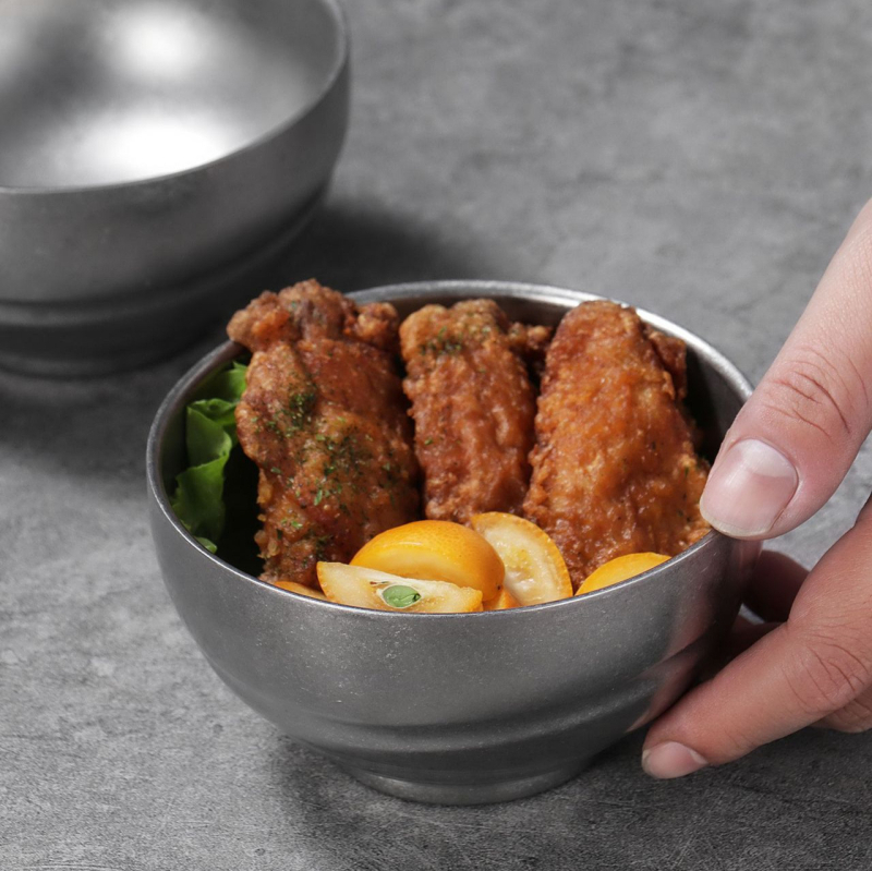 Vas din oțel inoxidabil, stil industrial retro, rotund, cu logo imprimat