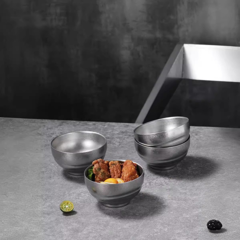 Vas din oțel inoxidabil, stil industrial retro, rotund, cu logo imprimat