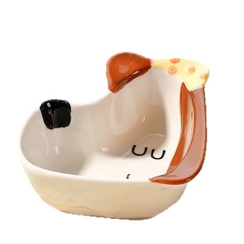 Керамична чинийка за дипове - нестандартна форма, мультяшен принт, сладък стил, подходяща за микровълнова печка