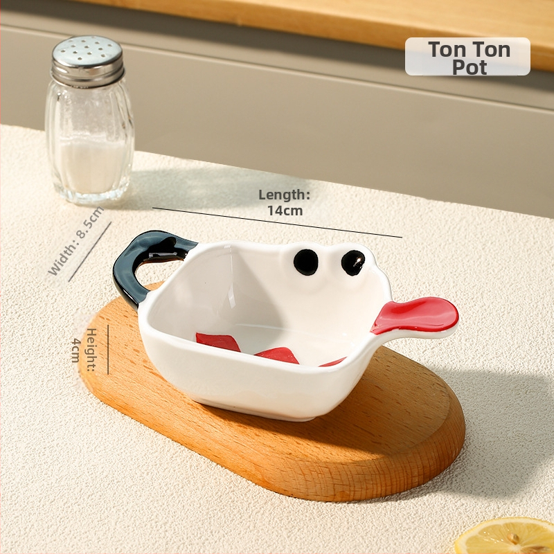 Keramická miska na dipy - nepravidelný tvar, karikatúrny vzor, roztomilý štýl, mikrovlnná rúry vhodná