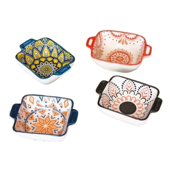 Керамична чиния за подправки, кръгла, с флорална шарка, модерен минималистичен бохемски стил, подходяща за микровълнова