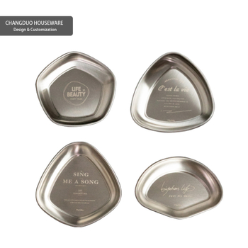 304 неръждаема стоманена чиния за сосове и дип за горещ пот, нестандартна форма, повърхност със снежна глазура, подходяща за микровълнова печка