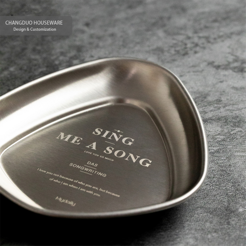 304 неръждаема стоманена чиния за сосове и дип за горещ пот, нестандартна форма, повърхност със снежна глазура, подходяща за микровълнова печка