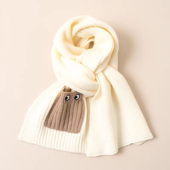 Koreai stílusú babaszál szemekkel és zsebbel, poliészter jacquard szövés, egyszínű minta, melegen tart ősszel és télen