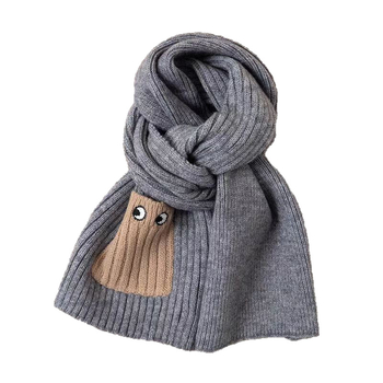 Koreai stílusú babaszál szemekkel és zsebbel, poliészter jacquard szövés, egyszínű minta, melegen tart ősszel és télen