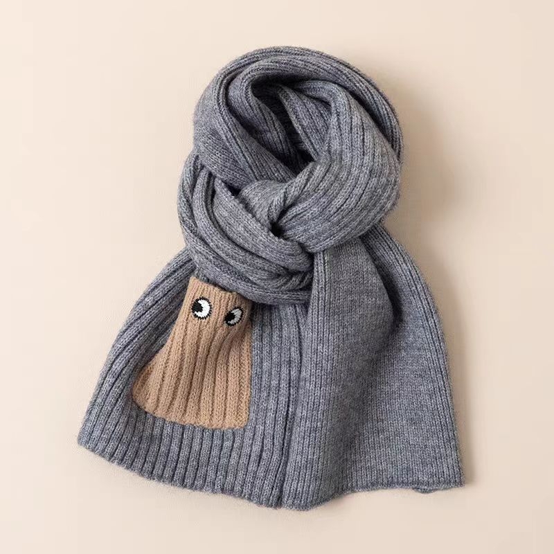 Koreai stílusú babaszál szemekkel és zsebbel, poliészter jacquard szövés, egyszínű minta, melegen tart ősszel és télen