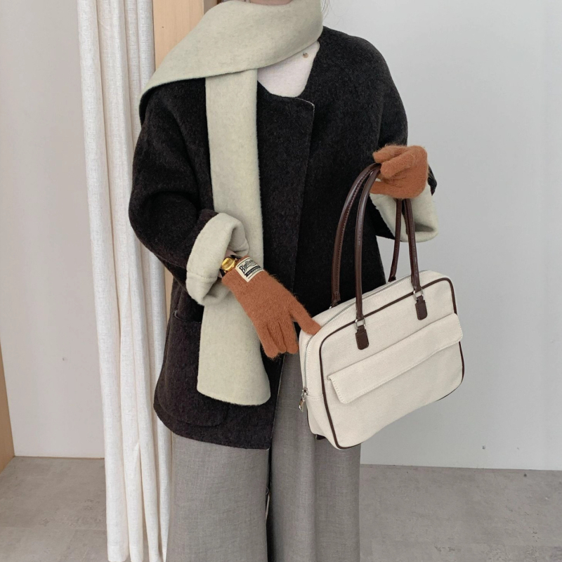 Női gyapjúkabát sálgallérral, koreai stílus, lazán szabott, középhosszú, raglán ujjak