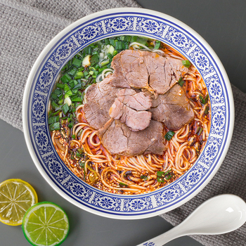 Vas de supă din melamină, cu model floral, formă rotundă, necompatibil cu microunde, cu imprimare de logo și opțiuni de personalizare