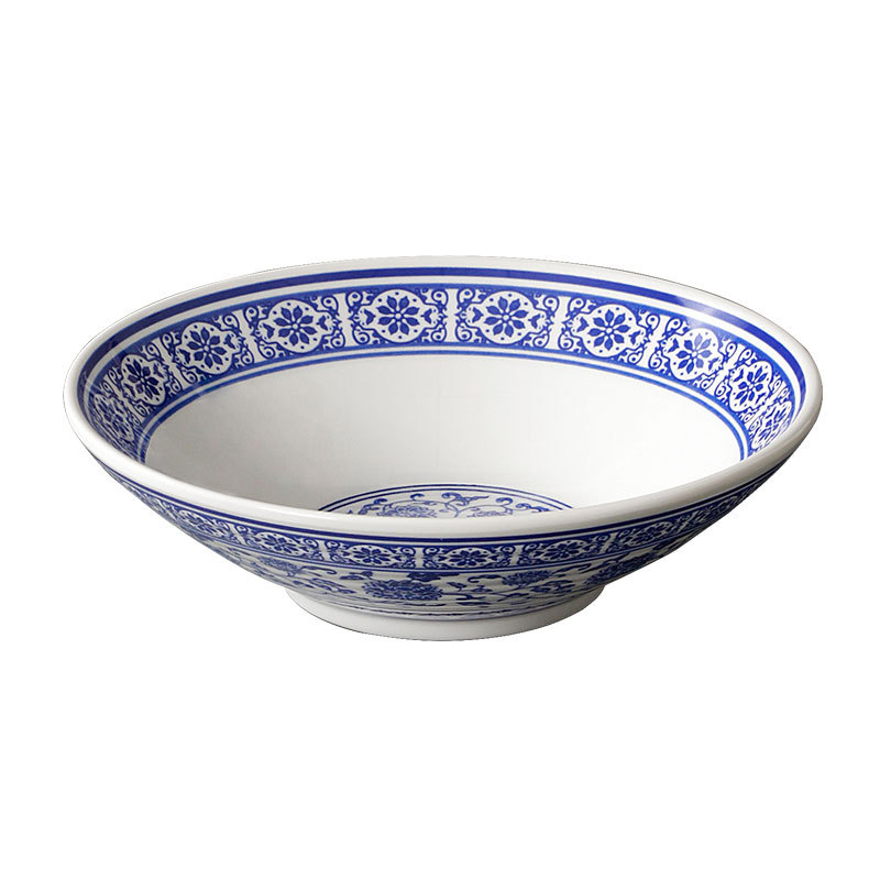 Vas de supă din melamină, cu model floral, formă rotundă, necompatibil cu microunde, cu imprimare de logo și opțiuni de personalizare