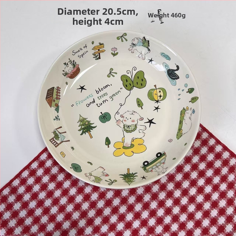 Kerámia tányér – kör alakú, alglazúrral mintázott, aranyos stílus; mikróhullámú sütőben használható; alkalmas tésztához, reggelire és gyümölcsre