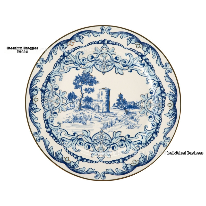 Keramický súbor tanierov, kruhový tvar, glazúrovaný povrch; vhodné pre hotelový a reštaurantný servis; tlač loga a prispôsobenie k dispozícii.