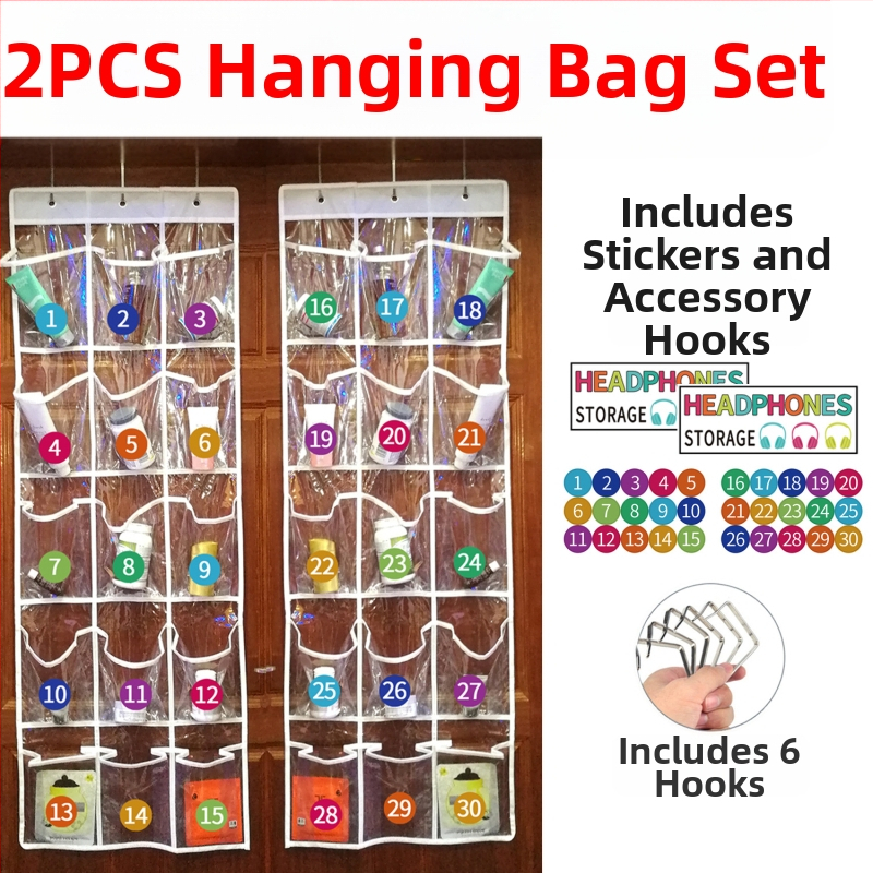 Висяща чанта за съхранение с 15 отделения, нетъкана материя, стенен монтаж или висящ за врата, многофункционална